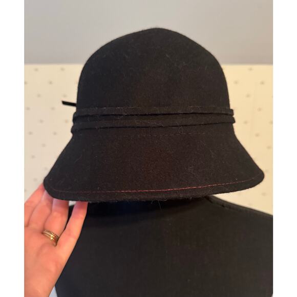 Black Wool Bucket Hat - Picture 4 of 5